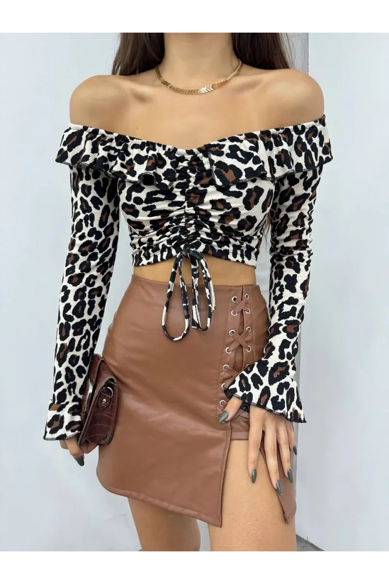 Bebe Yaka Leopar Bluz
