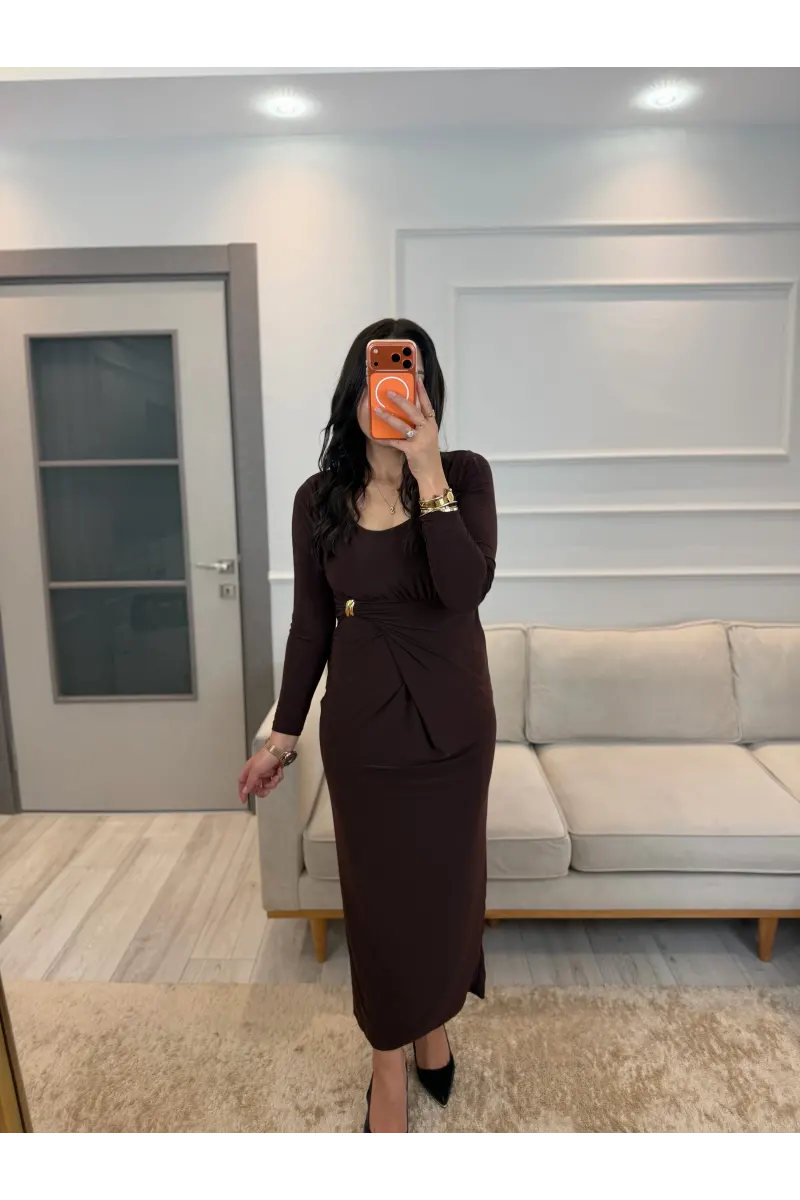 Belden Toka Detay Eteği Kruvaze Elbise