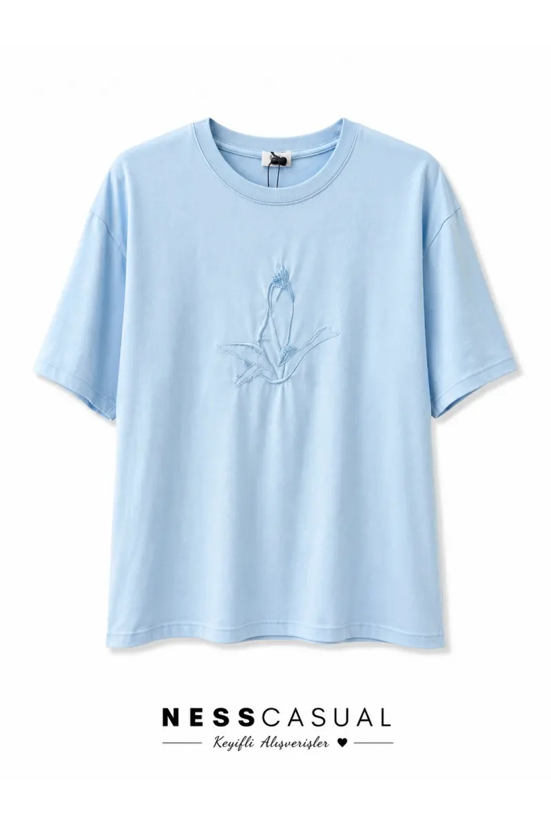 Bymen Kuş Boncuk İşleme T-Shirt
