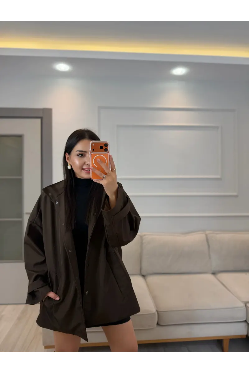 Çıtçıt Düğmeli Astarlı Oversize Premium Ceket