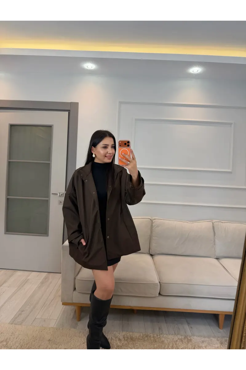 Çıtçıt Düğmeli Astarlı Oversize Premium Ceket