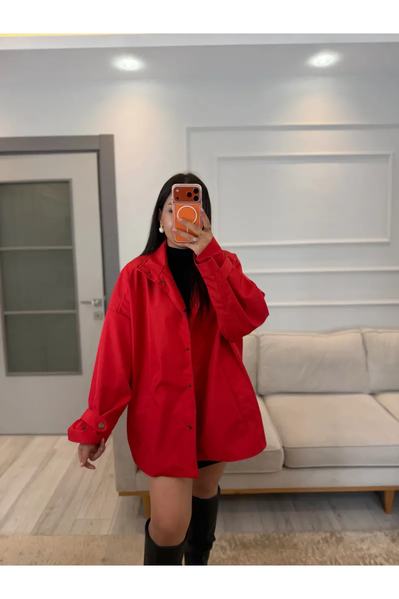 Çıtçıt Düğmeli Astarlı Oversize Premium Ceket