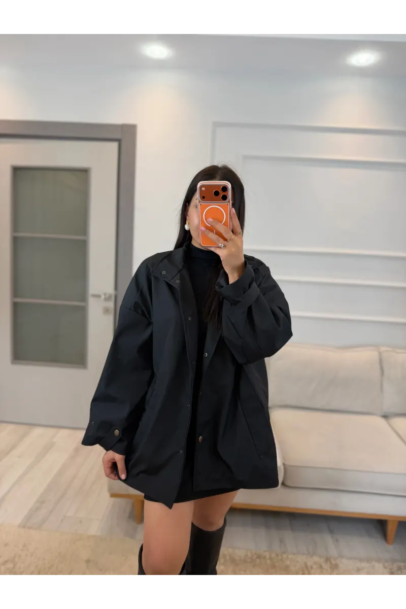 Çıtçıt Düğmeli Astarlı Oversize Premium Ceket