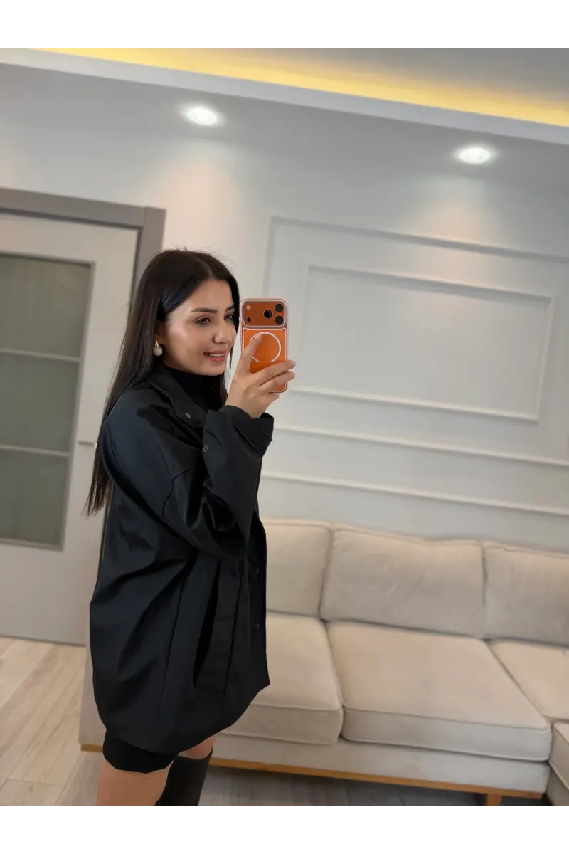Çıtçıt Düğmeli Astarlı Oversize Premium Ceket