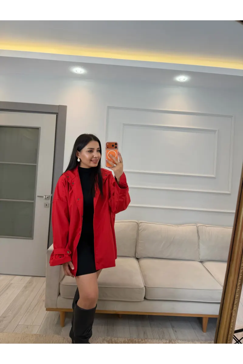 Çıtçıt Düğmeli Astarlı Oversize Premium Ceket