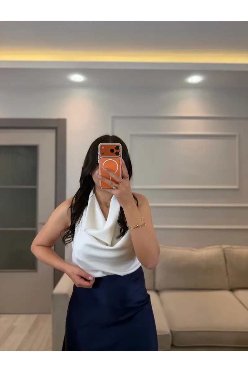 Degaje Yaka Saten Bluz