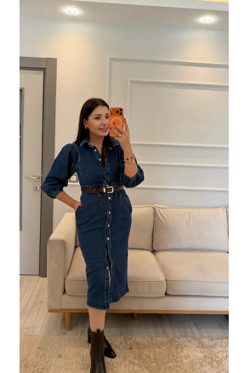 Denim Kot Elbise