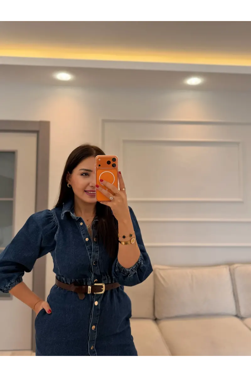 Denim Kot Elbise
