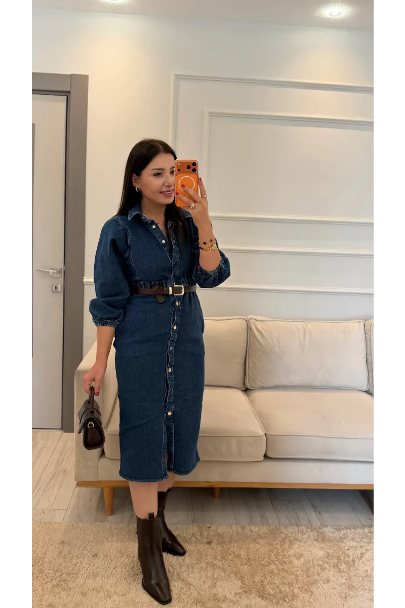 Denim Kot Elbise