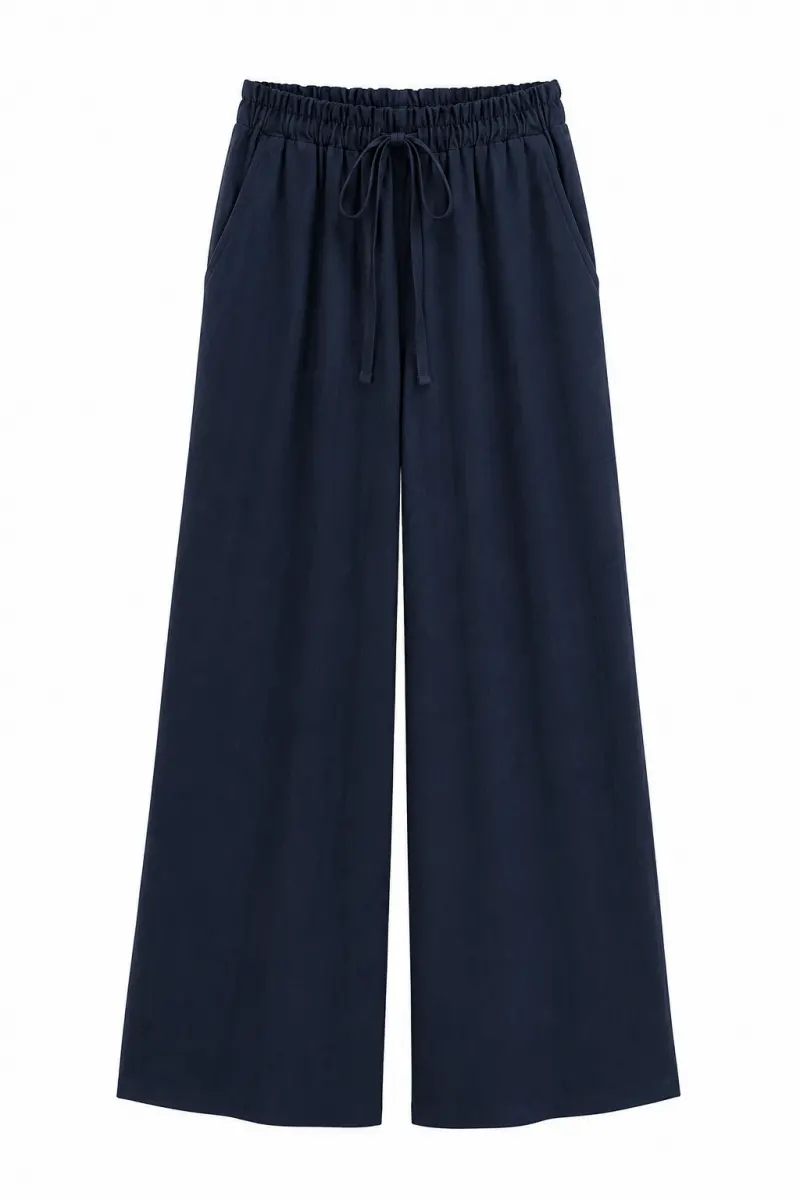 Diagonal Tensel Bel Lastikli Palazzo