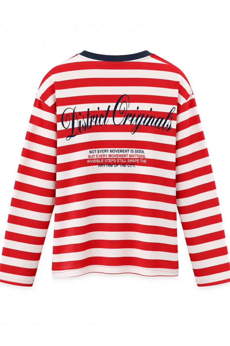 Dıstrıc Baskılı Çizgili Sweatshirt