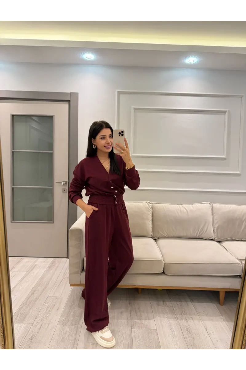 Düğme Detaylı Modal Eşofman Takım