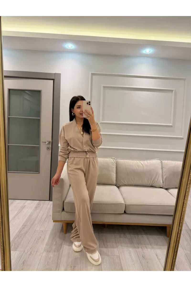 Düğme Detaylı Modal Eşofman Takım