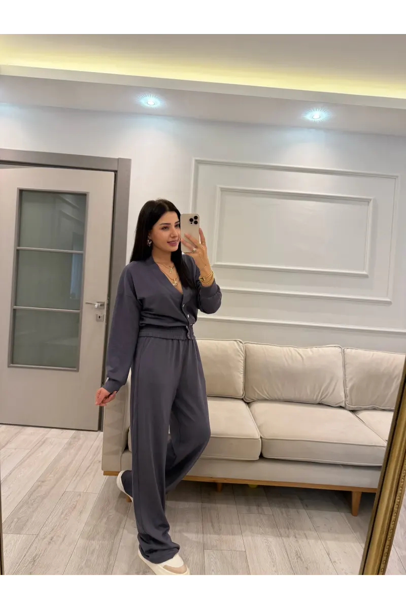Düğme Detaylı Modal Eşofman Takım