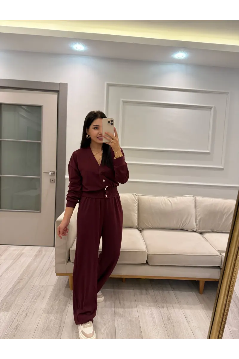 Düğme Detaylı Modal Eşofman Takım