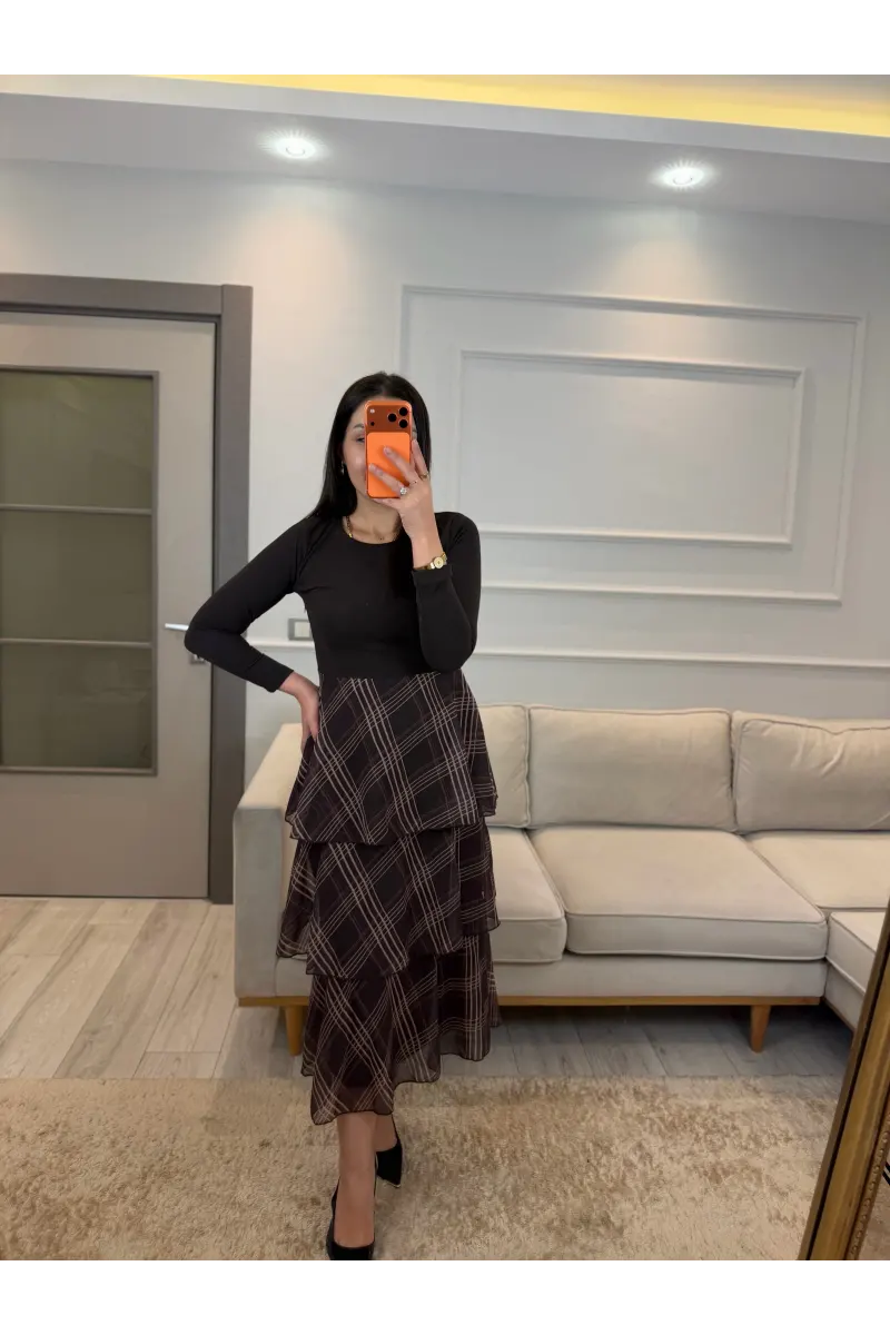 Etek Kat Kat Garnili Elbise
