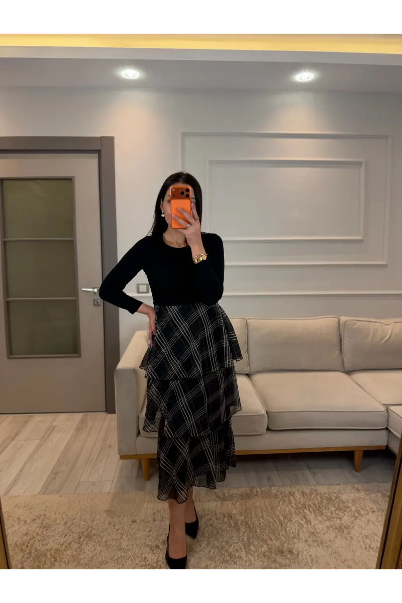 Etek Kat Kat Garnili Elbise