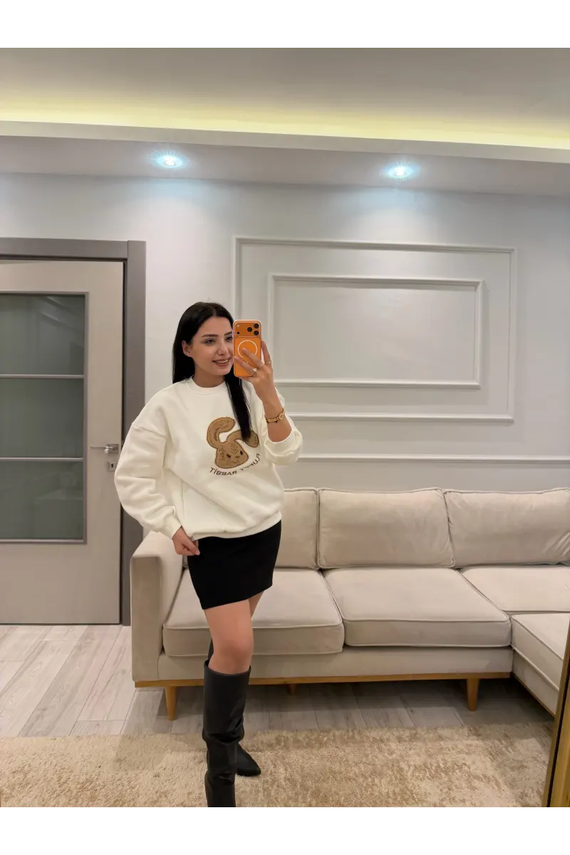 Fluffy Üç İplik Şardonlu Sweatshirt