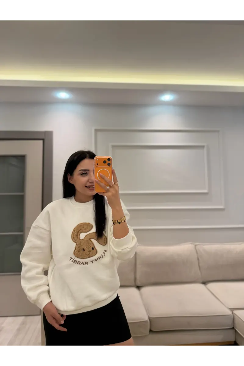 Fluffy Üç İplik Şardonlu Sweatshirt
