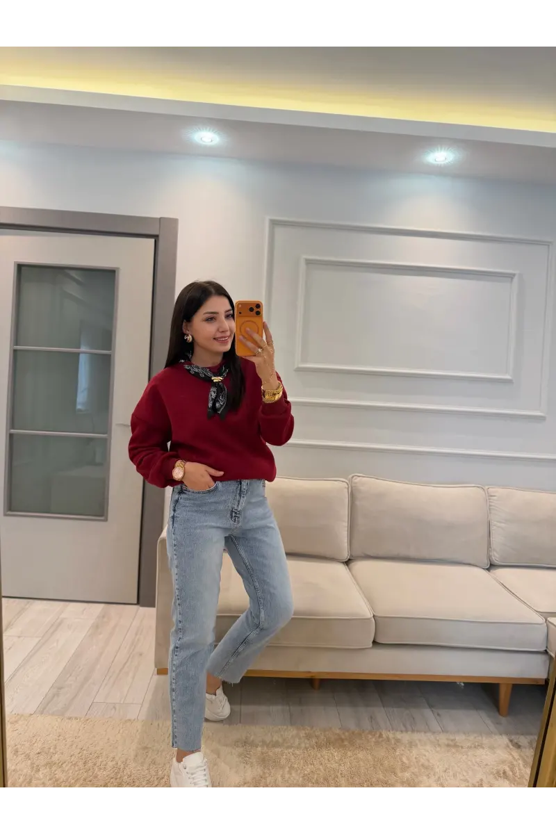 Fularlı Üç İplik Sweatshirt
