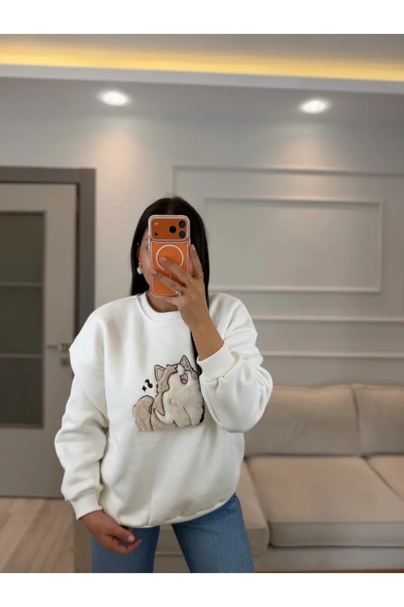 Kedi Baskılı Sweatshirt