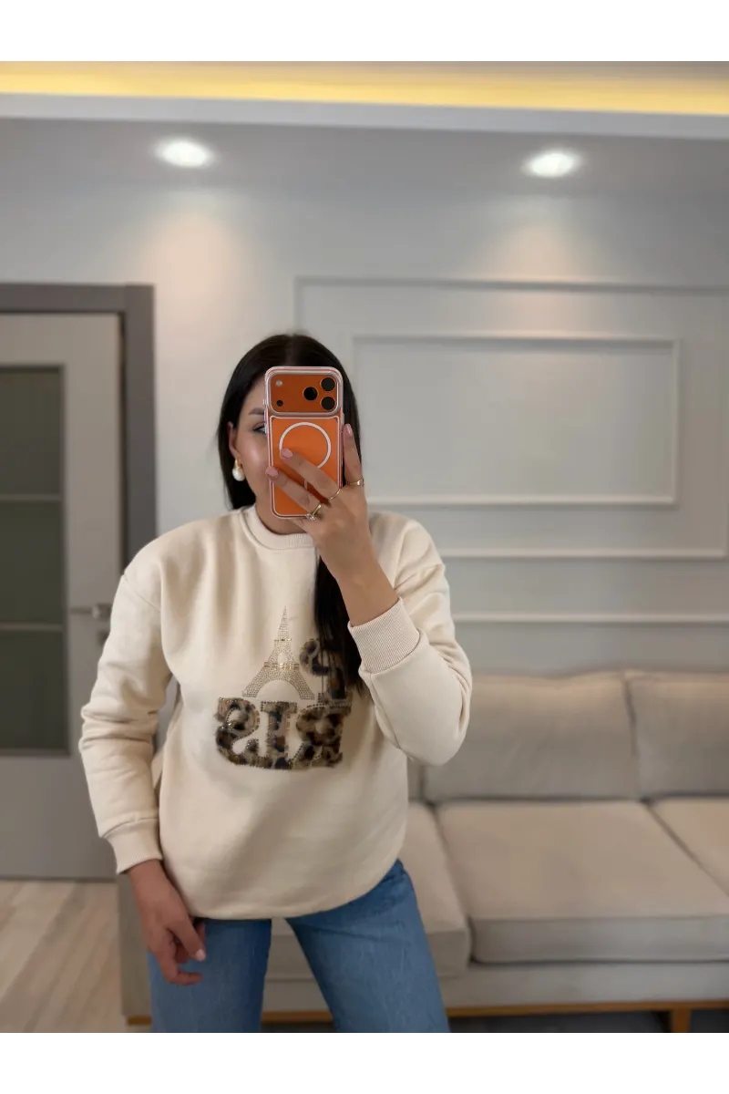 Leopar Paris Üç İplik Sweatshirt