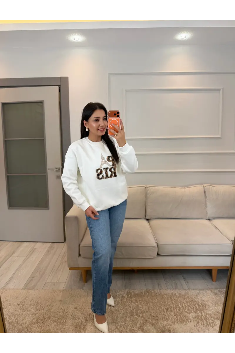 Leopar Paris Üç İplik Sweatshirt