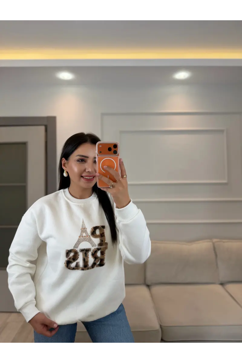 Leopar Paris Üç İplik Sweatshirt