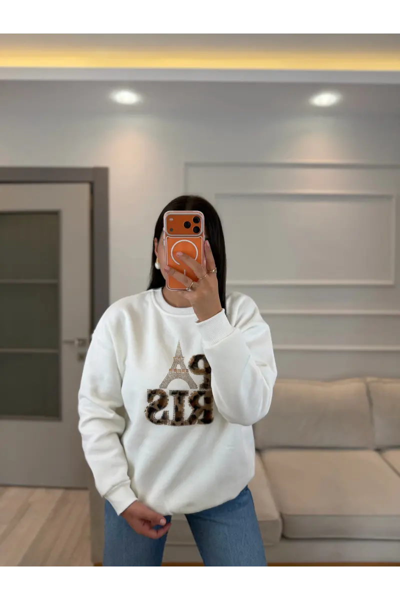Leopar Paris Üç İplik Sweatshirt