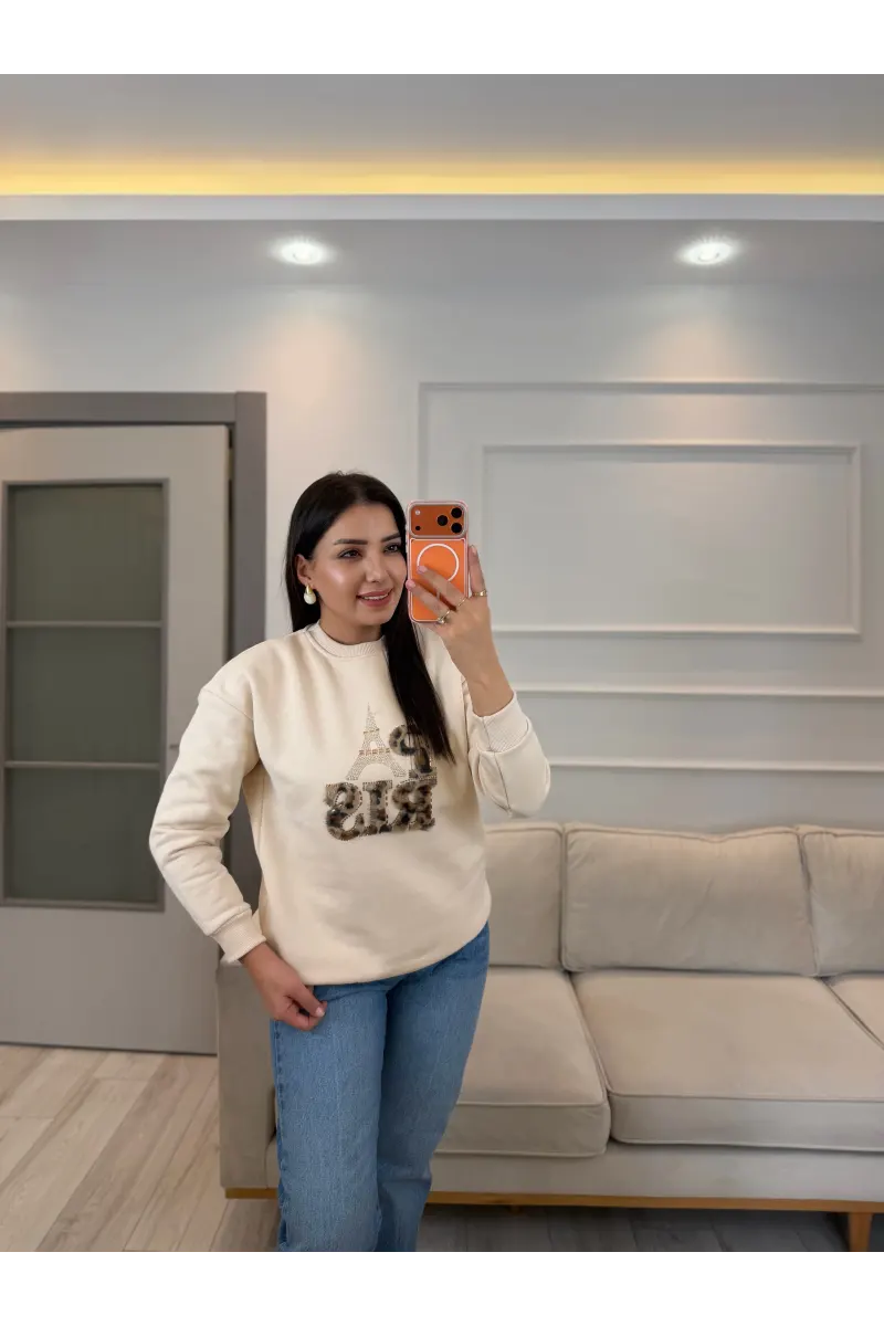 Leopar Paris Üç İplik Sweatshirt