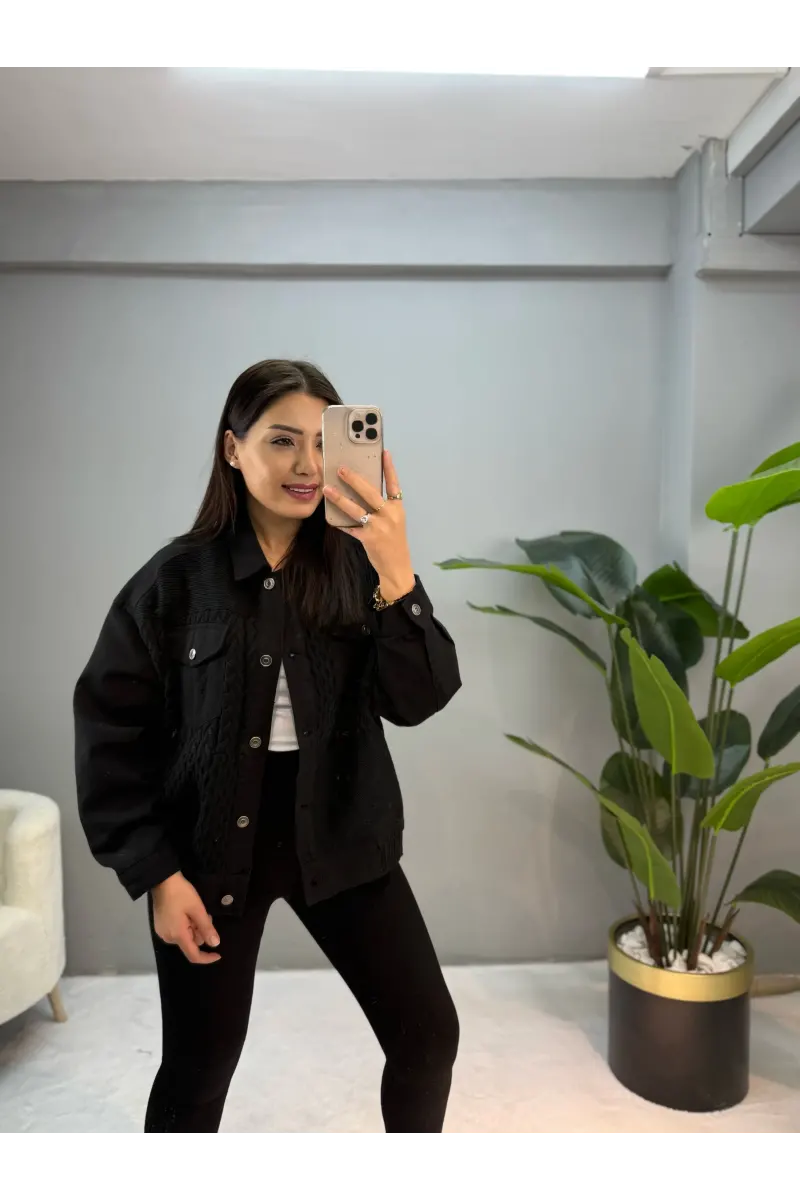 Lida Gabardin Triko Detay Ceket