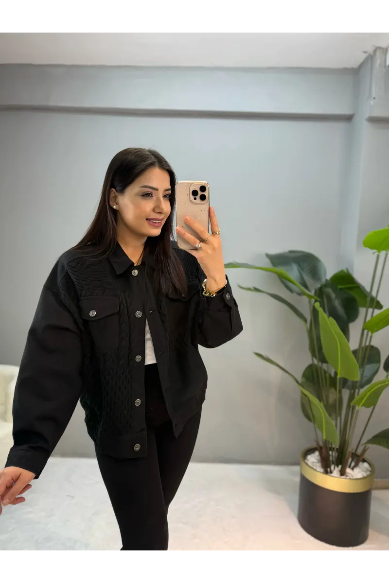 Lida Gabardin Triko Detay Ceket