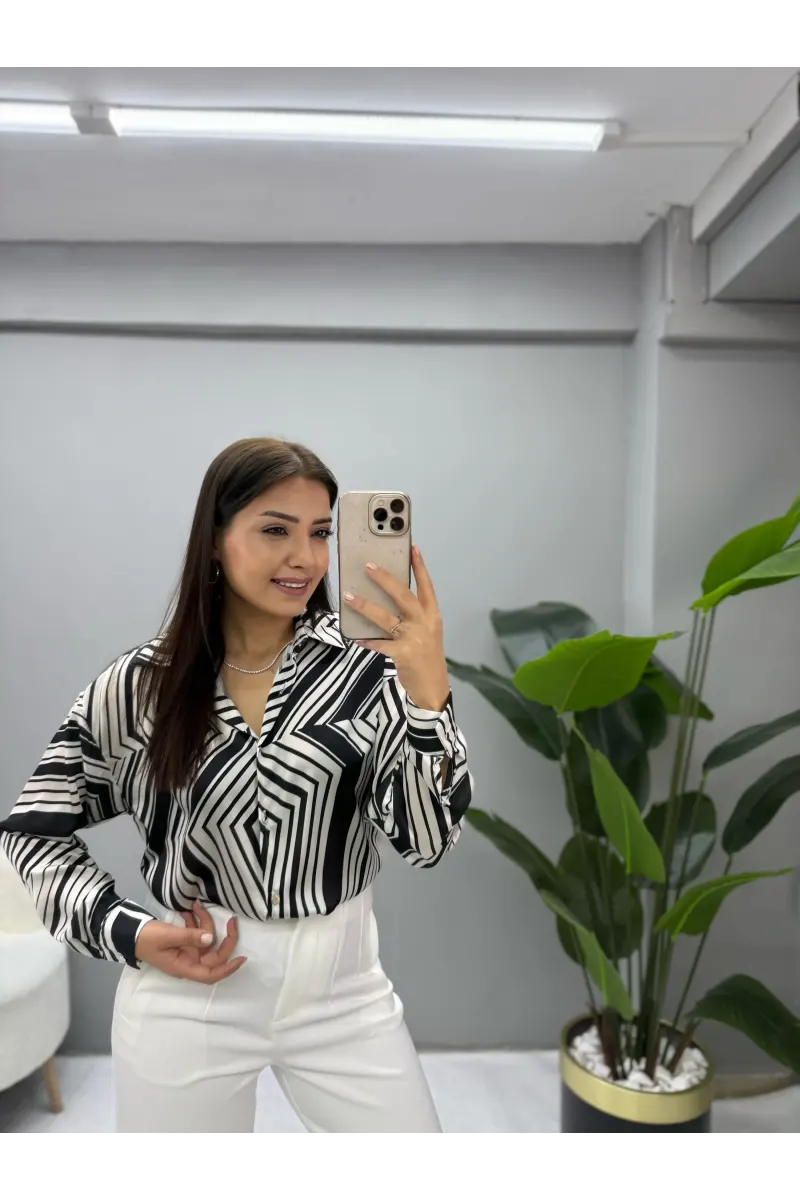 Mimbo Premium Çizgili Saten Gömlek