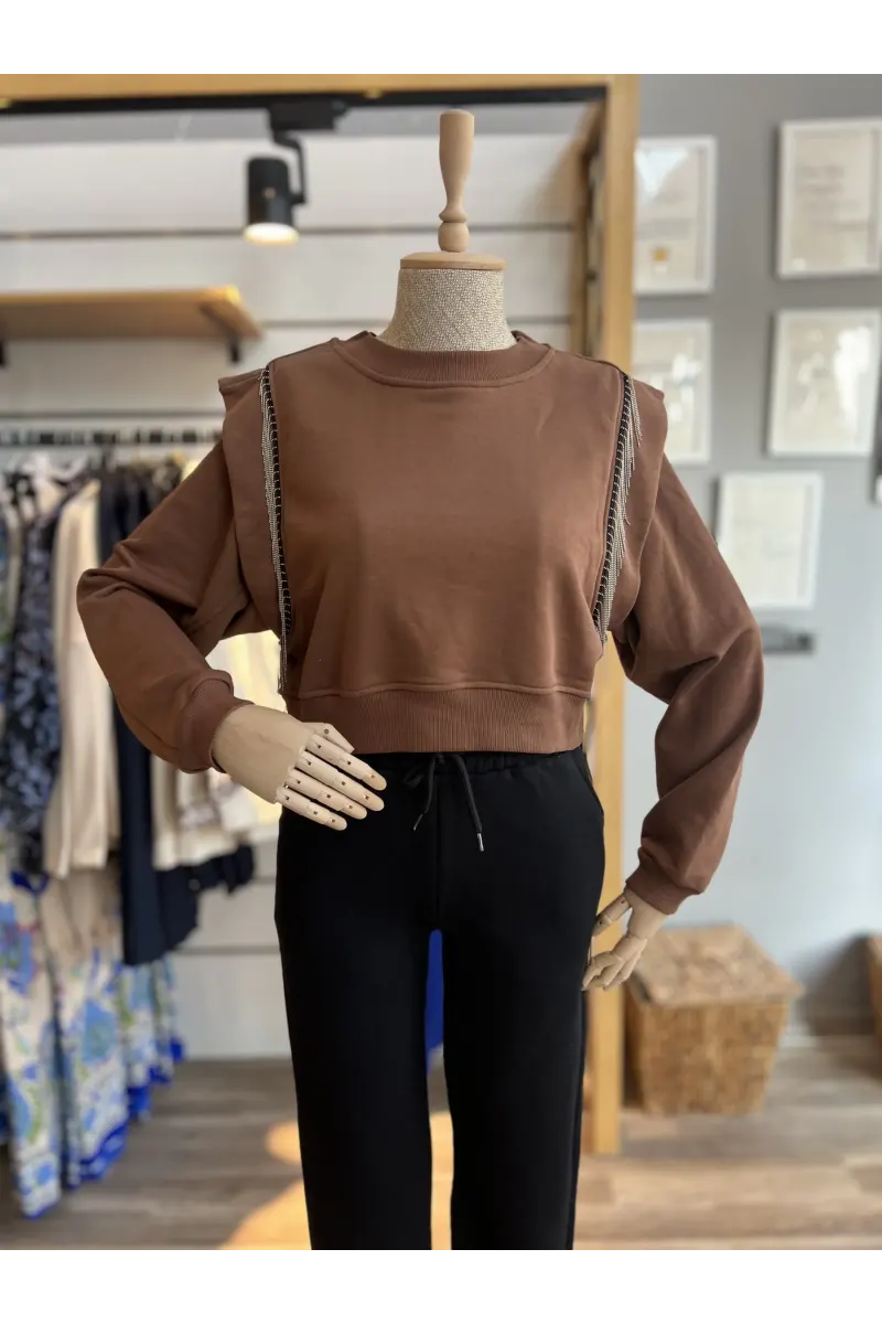 Minsti Omuz Zincirli Sweatshirt