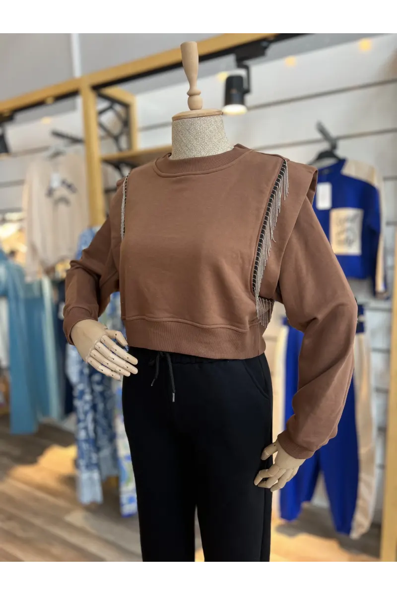 Minsti Omuz Zincirli Sweatshirt