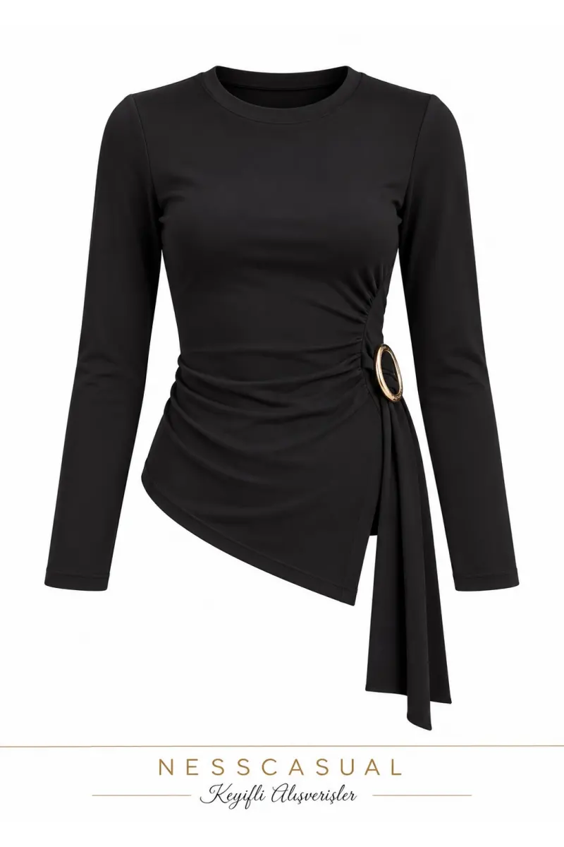 Modal Toka Detaylı Uzun Kol Sweatshirt