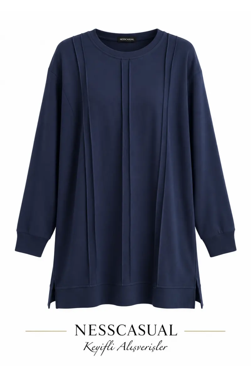Önü Çımalı Modal Tunik Sweatshirt