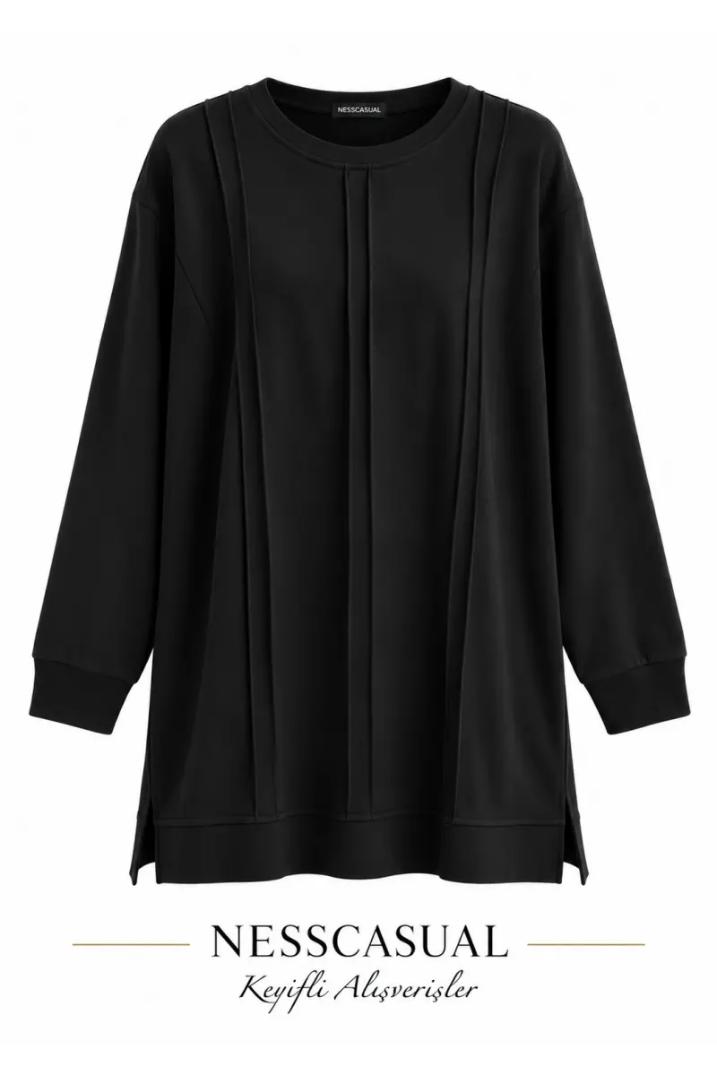 Önü Çımalı Modal Tunik Sweatshirt