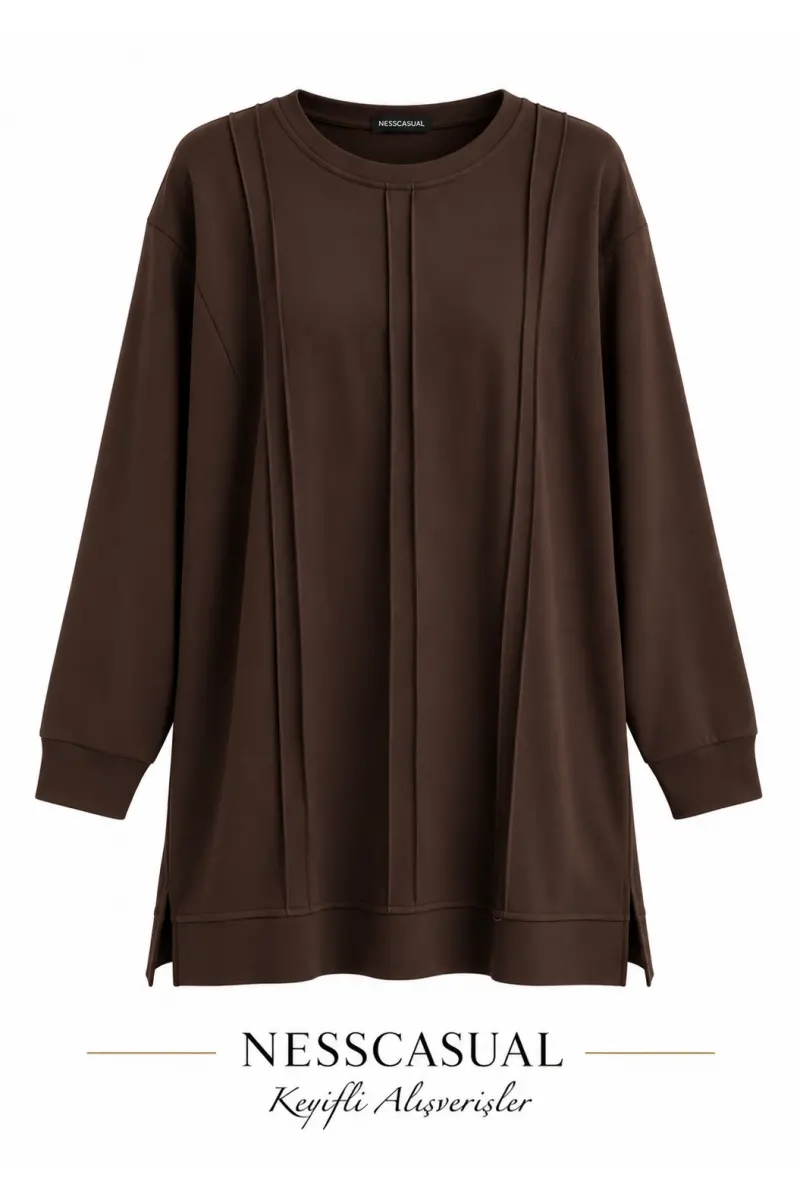 Önü Çımalı Modal Tunik Sweatshirt