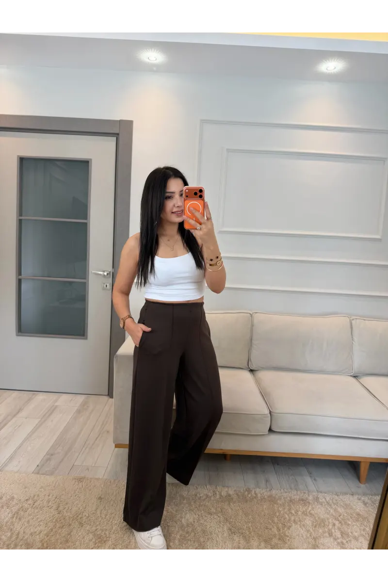 Önü Çımalı Pensli Modal Pantolon