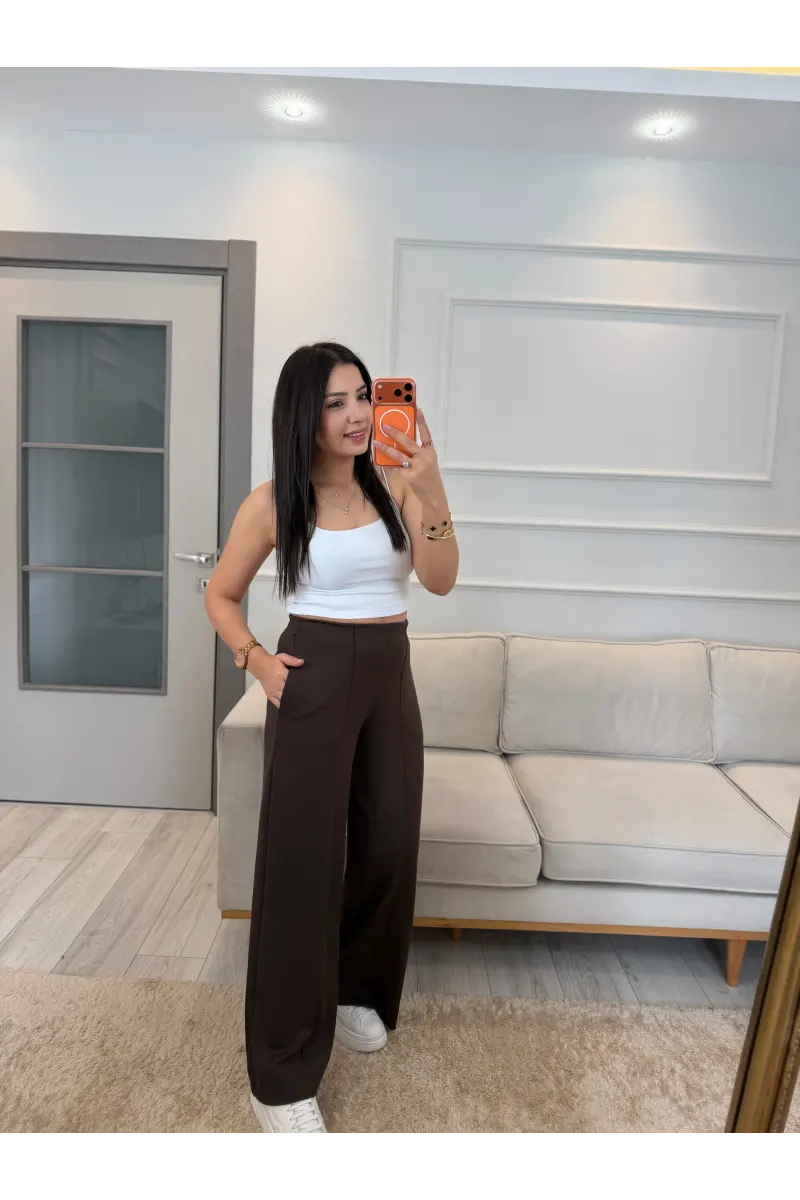 Önü Çımalı Pensli Modal Pantolon