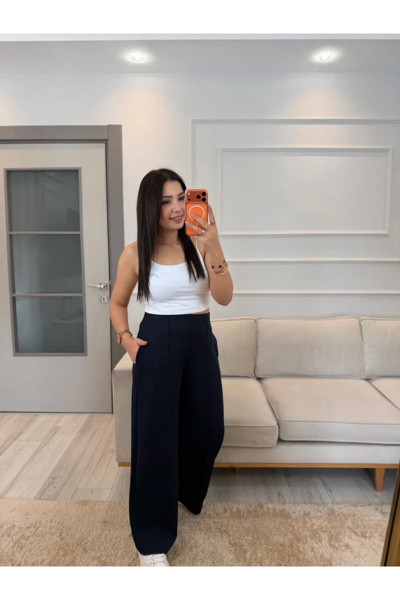 Önü Çımalı Pensli Modal Pantolon