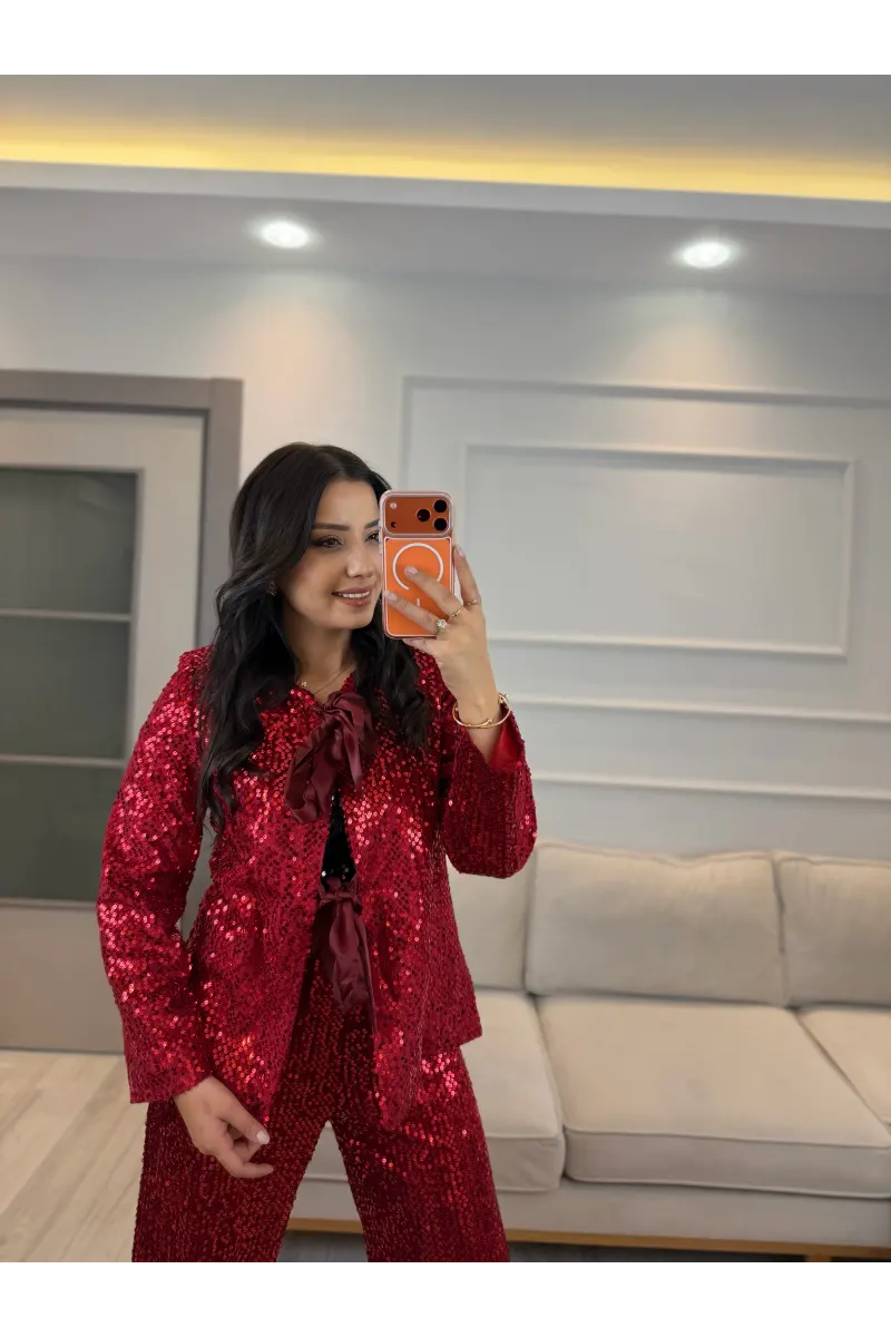 Pul Payet Fiyonk Detaylı Astarlı Ceket