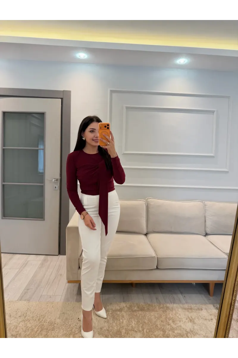 Sandy Önü Şal Detay Bluz