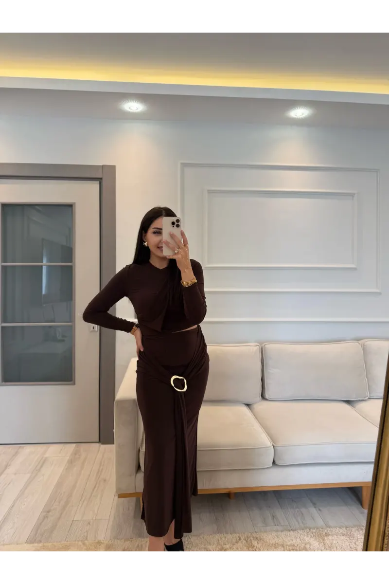 Sandy Tokalı Etek Bluz Takım