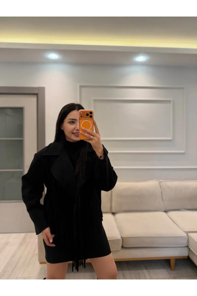 Tasarım Püsküllü Kaşe Ceket