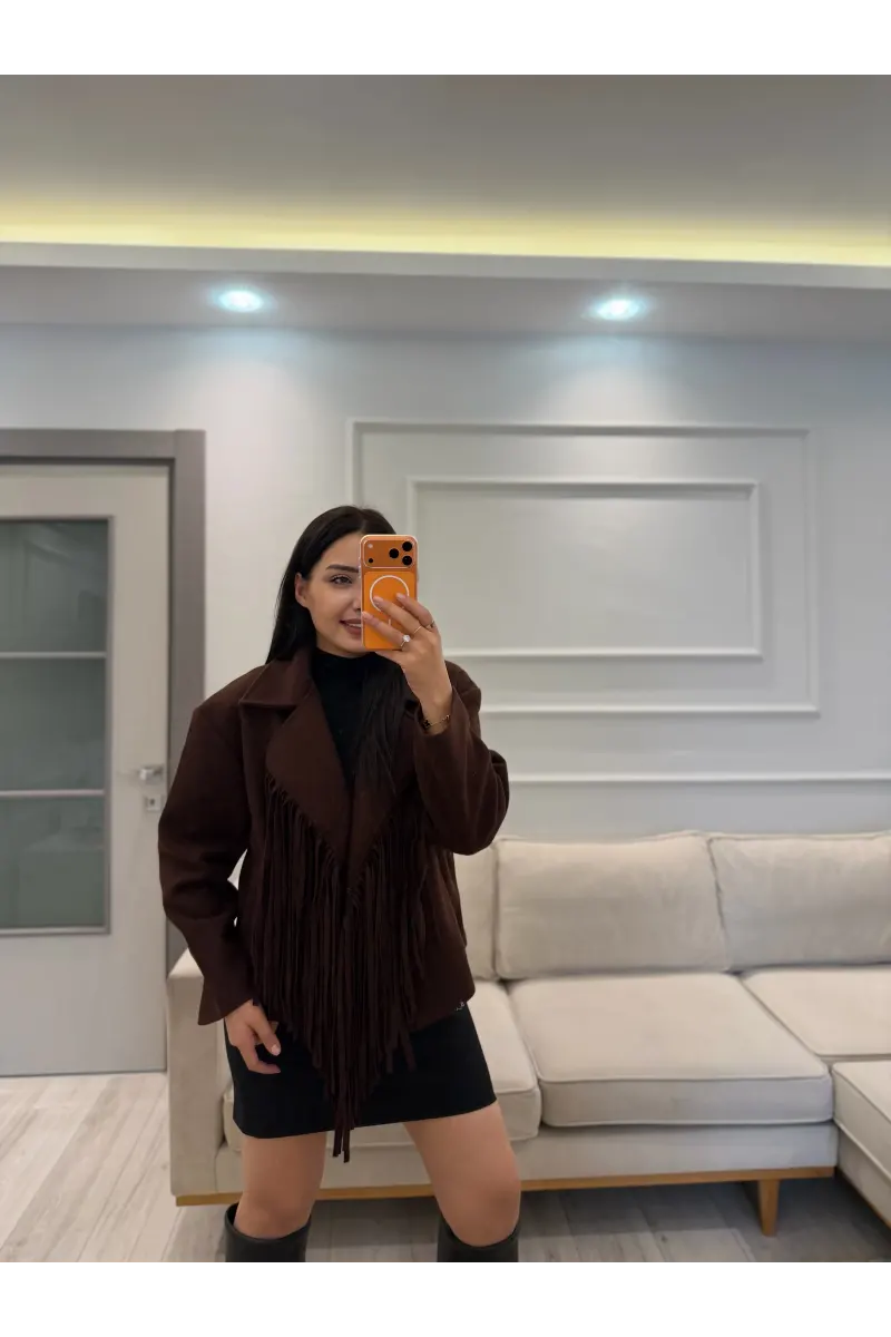 Tasarım Püsküllü Kaşe Ceket
