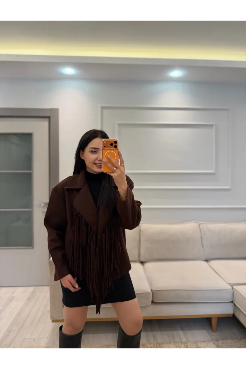 Tasarım Püsküllü Kaşe Ceket