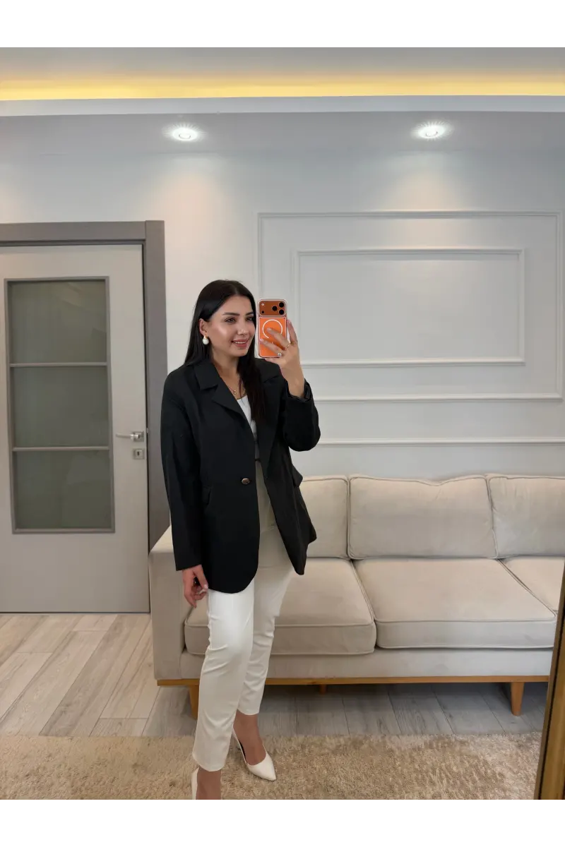 Tek Düğmeli İçi Astarlı Blazer Ceket