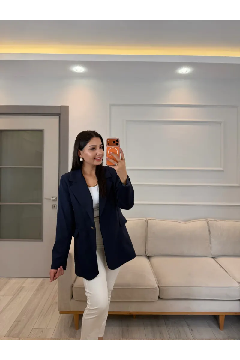 Tek Düğmeli İçi Astarlı Blazer Ceket